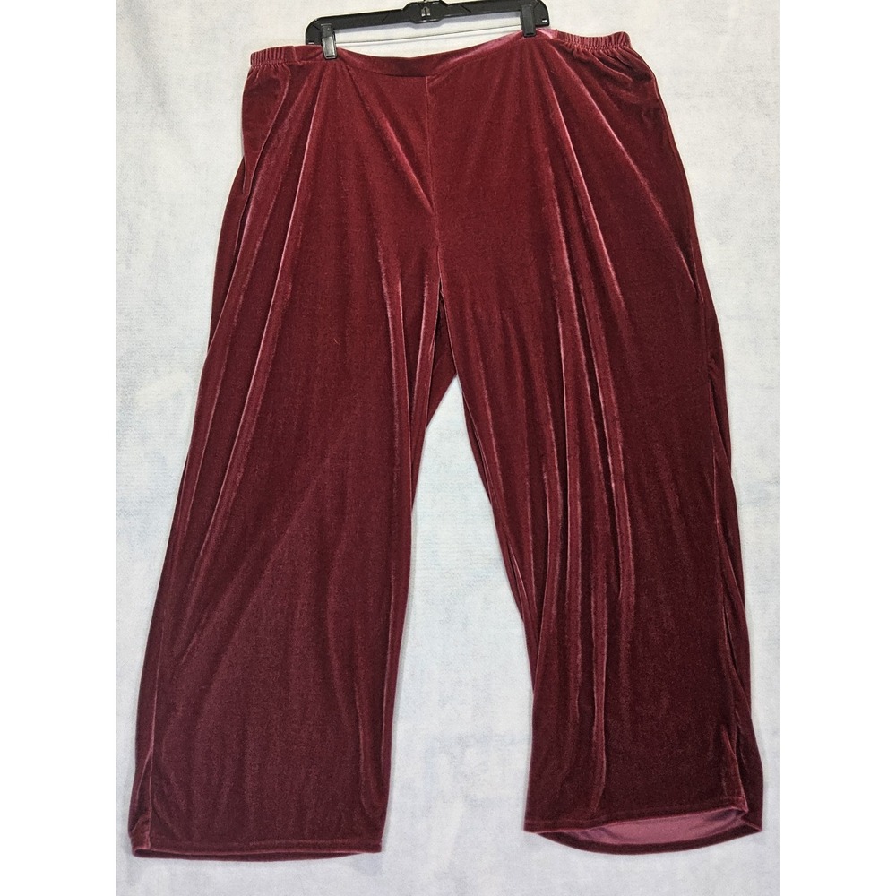 Roamans Pants W 28‎ / 30 4X Wide Leg Pull On Holiday Christmas Dress Red Plus